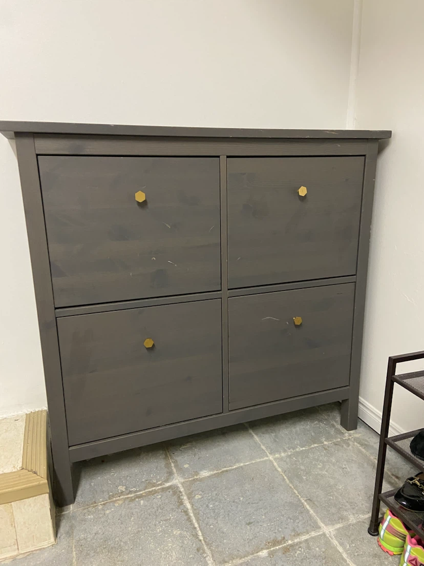 Grey Shoe Storage Cabinet with 4 Flip Drawers