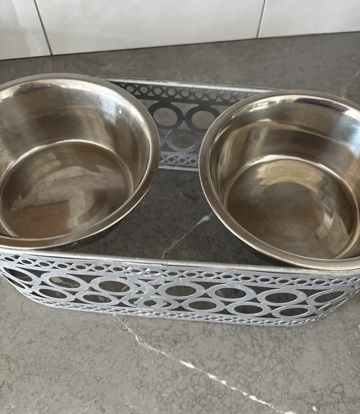 Double Stainless Steel Pet Bowls with Decorative Stand - photo 2