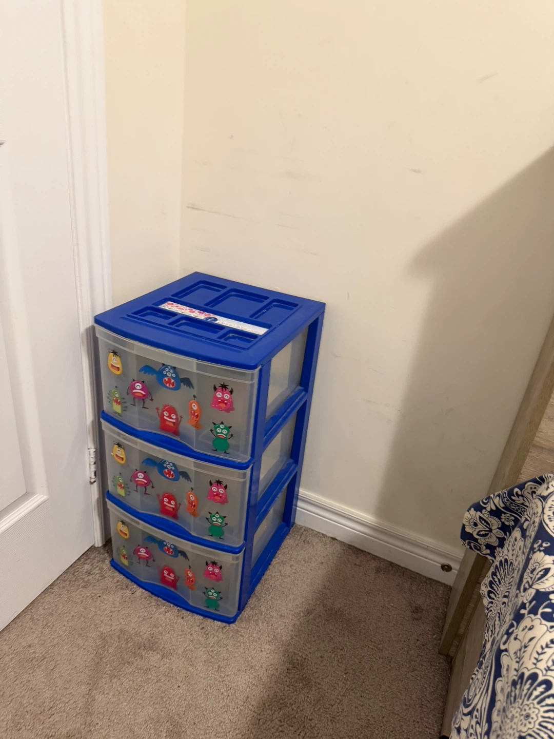Plastic 3-Drawer Organizer with Monster Decals
