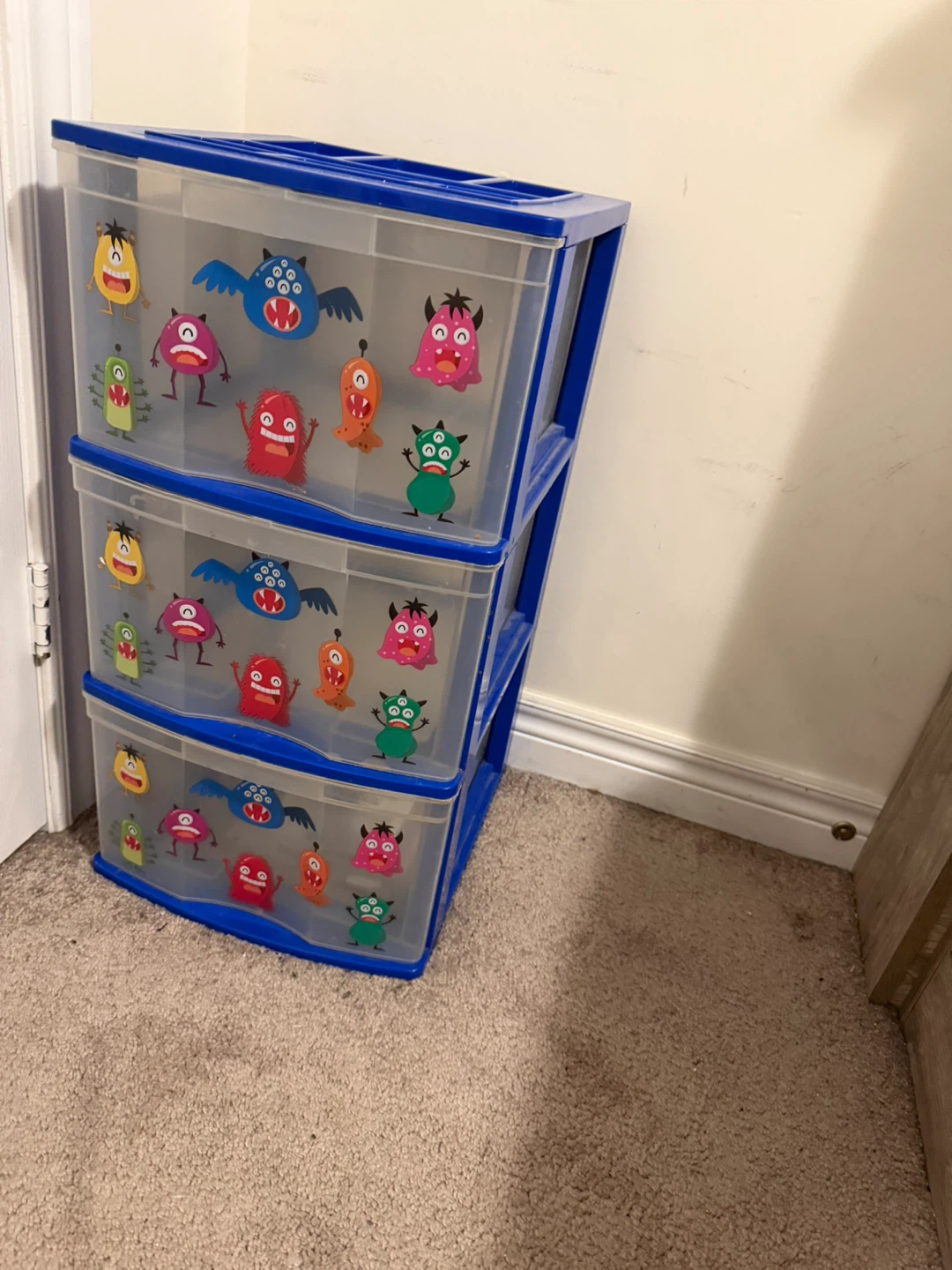 Plastic 3-Drawer Organizer with Monster Decals - photo 2