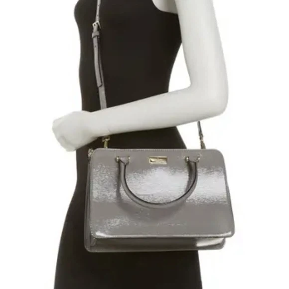 Kate Spade New York Grey Patent Leather Satchel Purse