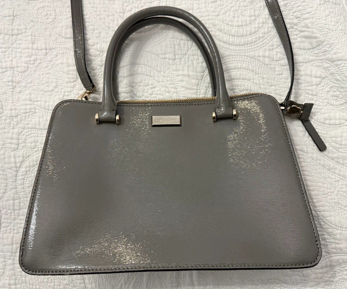 Kate Spade New York Grey Patent Leather Satchel Purse - photo 3
