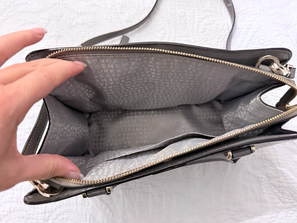 Kate Spade New York Grey Patent Leather Satchel Purse - photo 5