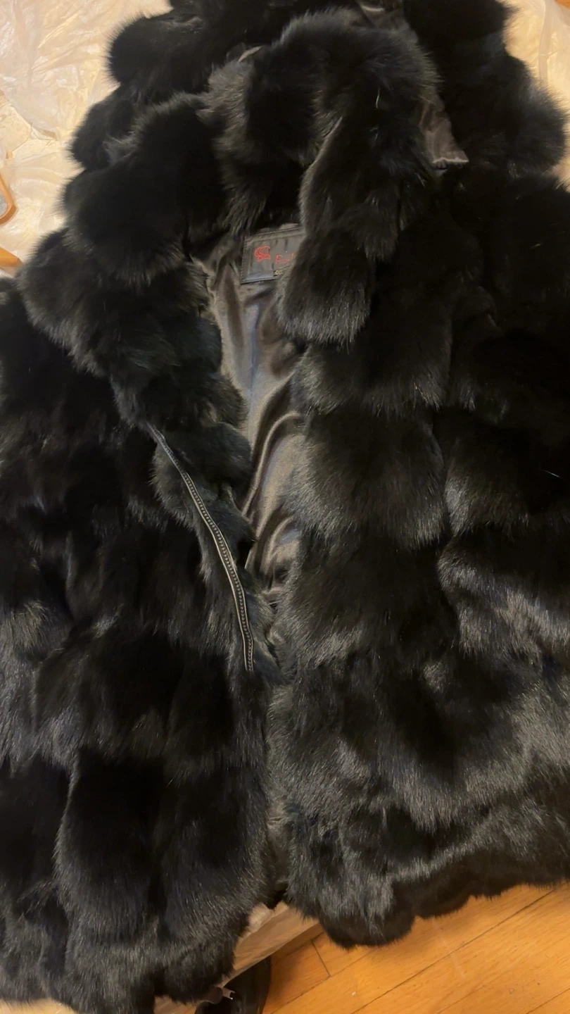 Rosleen Black Faux Fur Coat