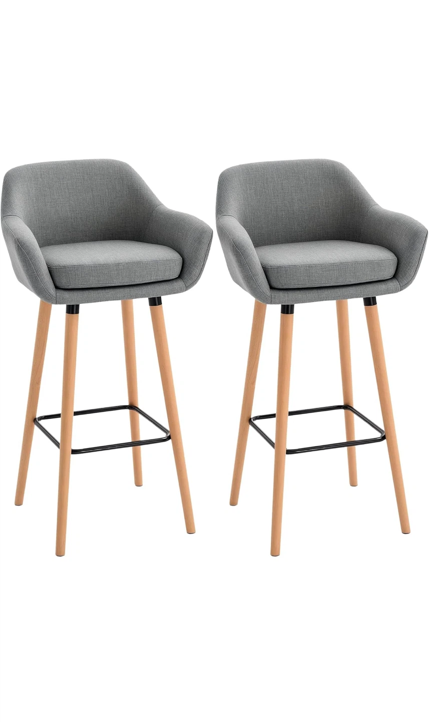 Modern Grey Bar Stool Set of 2