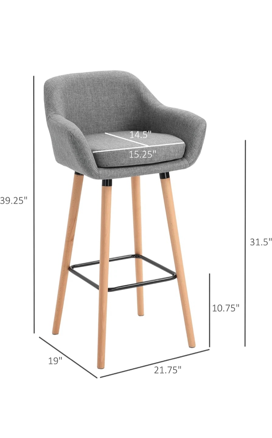 Modern Grey Bar Stool Set of 2 - photo 2