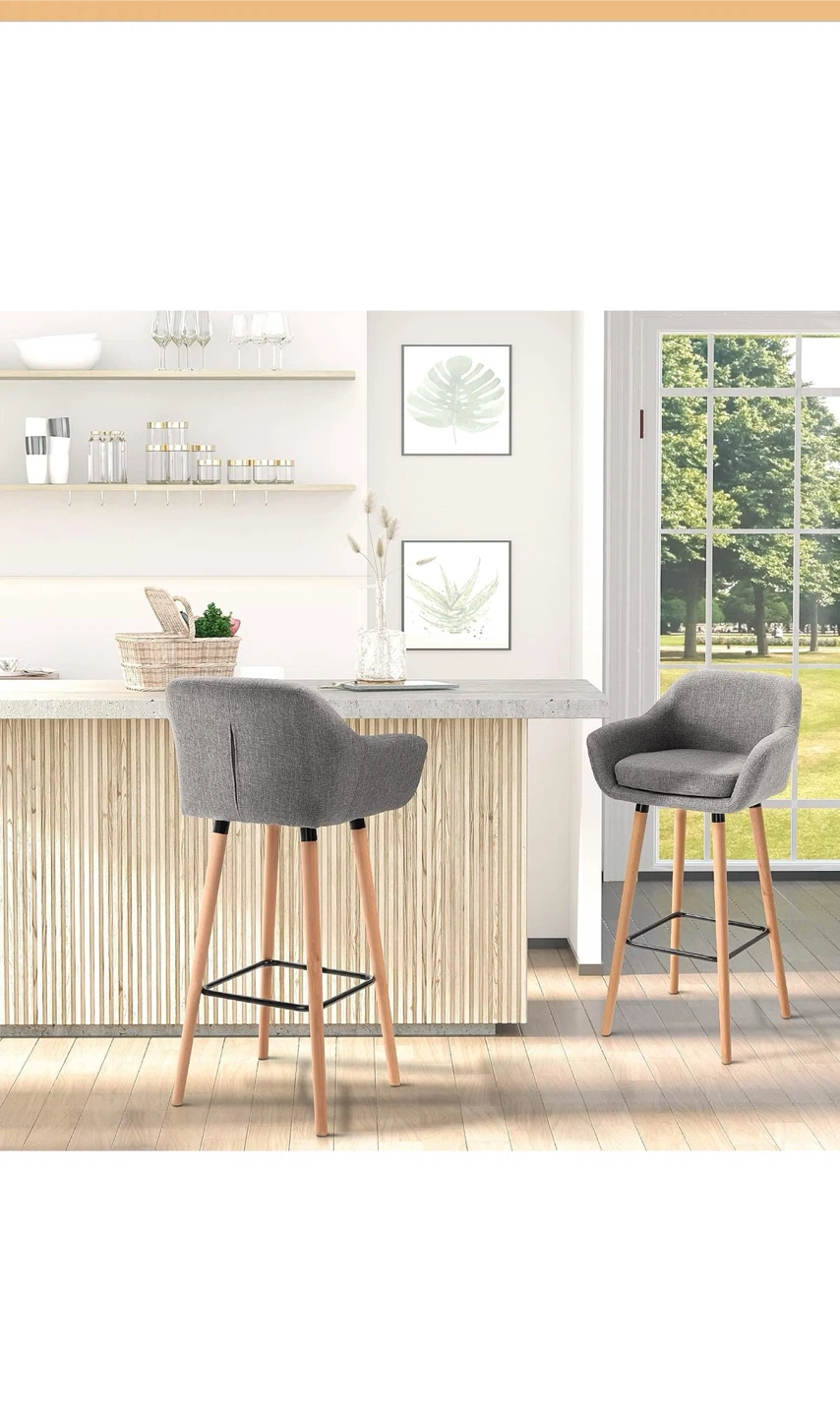 Modern Grey Bar Stool Set of 2 - photo 3