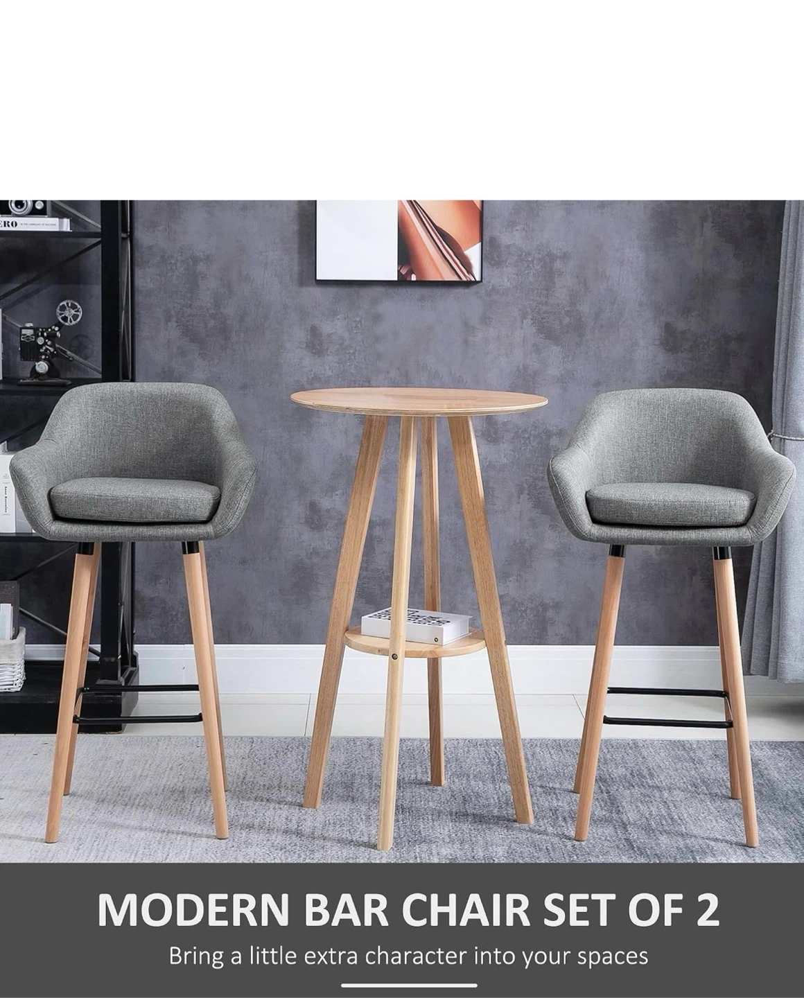 Modern Grey Bar Stool Set of 2 - photo 4