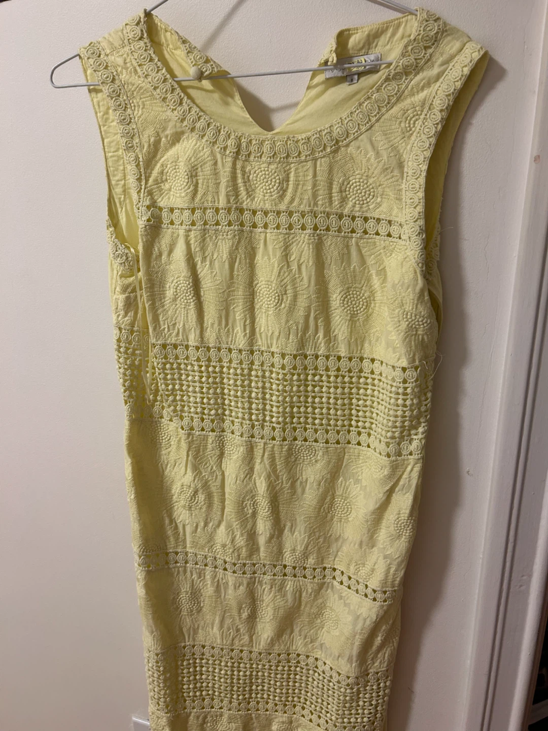 Yellow Embroidered Sleeveless Dress