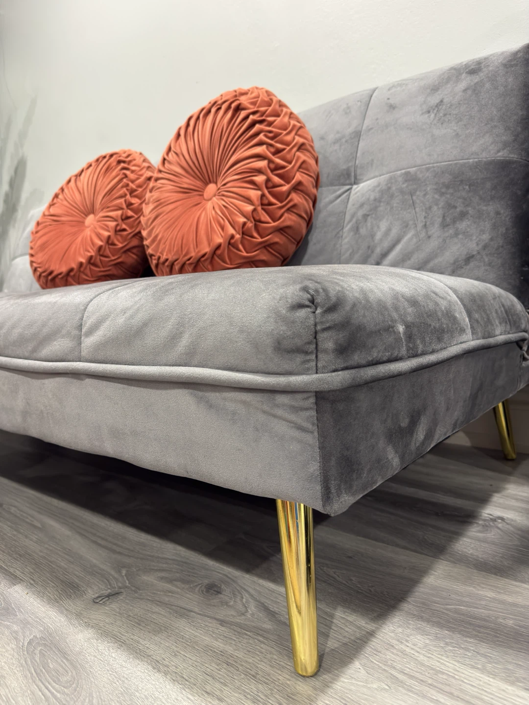 Grey Velvet Sofa Bed - photo 2