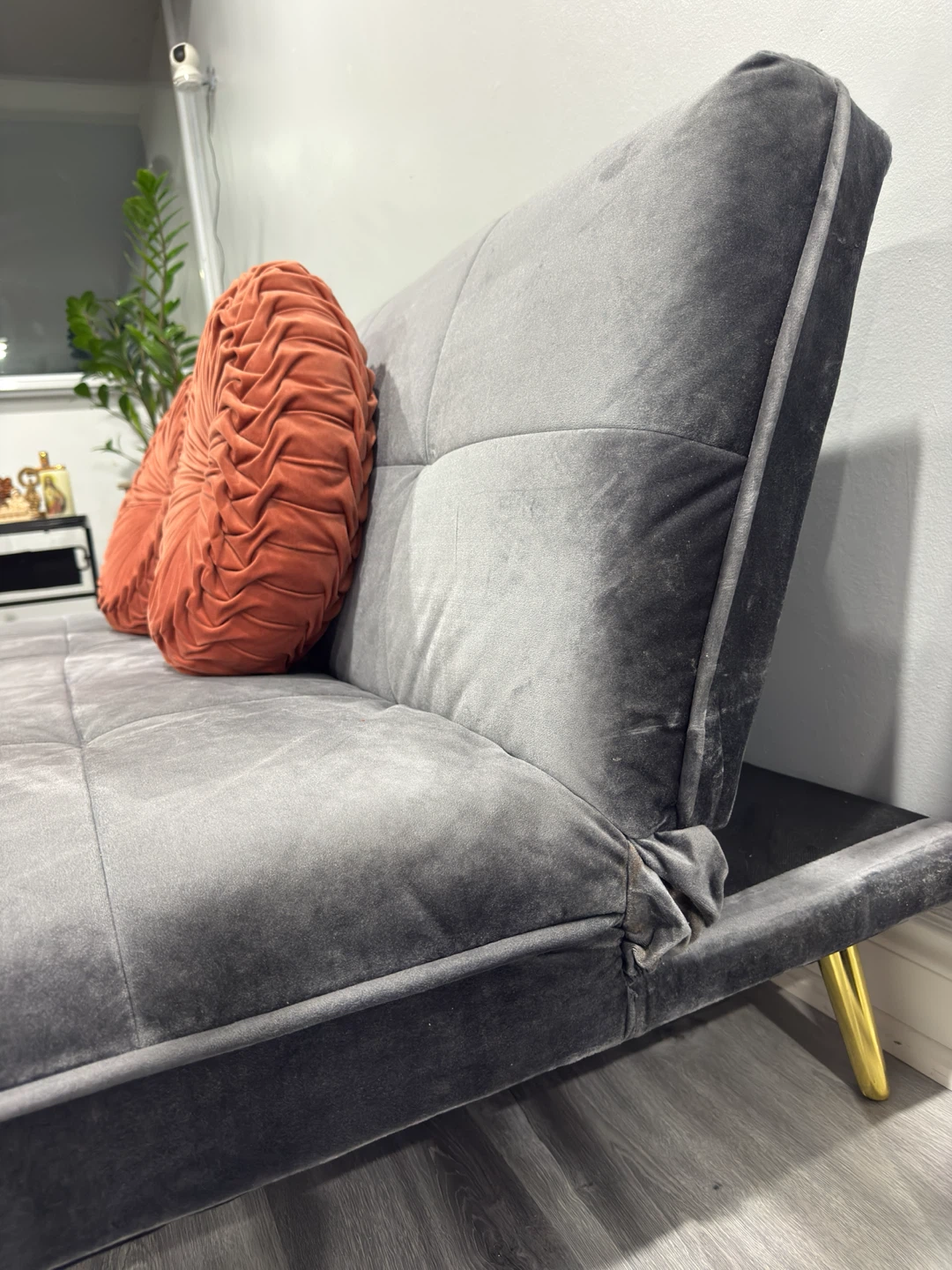 Grey Velvet Sofa Bed - photo 3