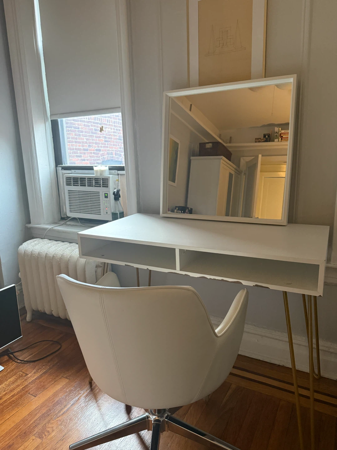 Vanity with Mirror Desk Chair and Lamp