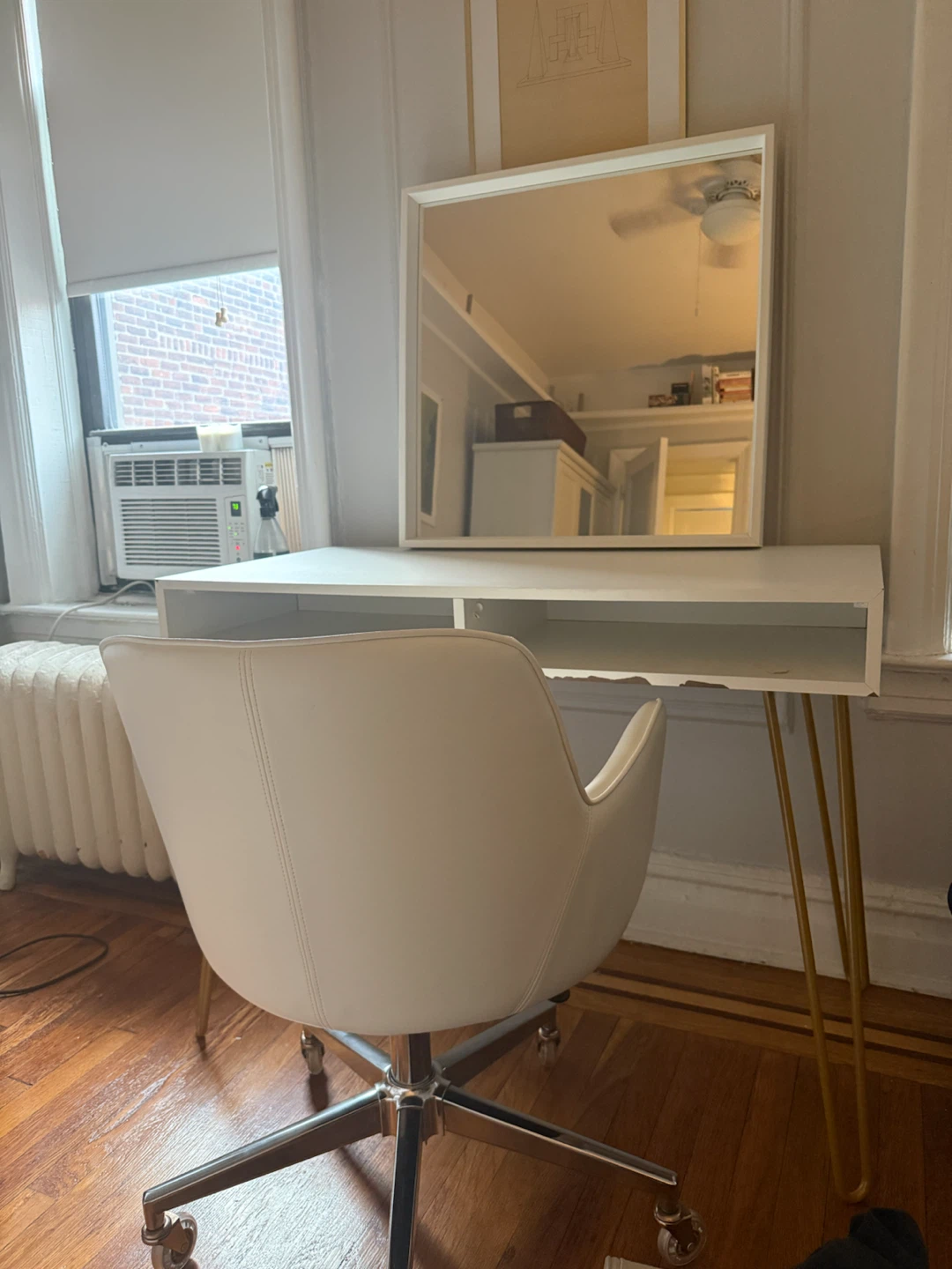 Vanity with Mirror Desk Chair and Lamp - photo 3