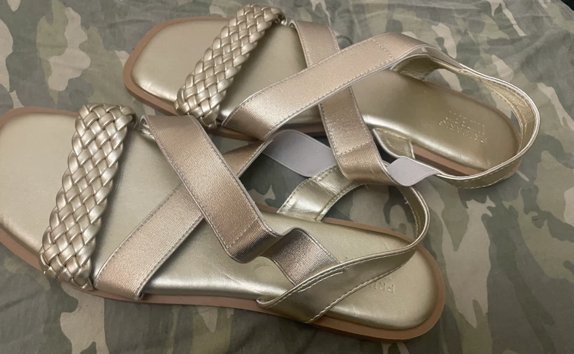 Size 10 wide Gold Braided Flat Sandals - photo 2