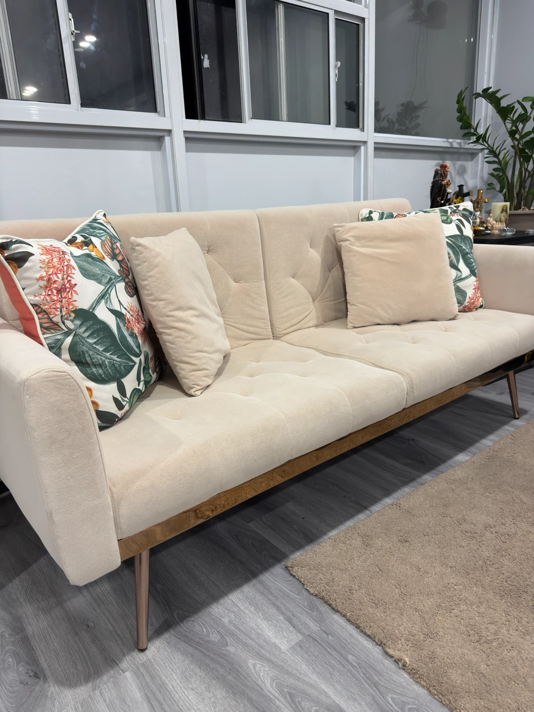 Beige Loveseat Sofa convertible to bed sofa