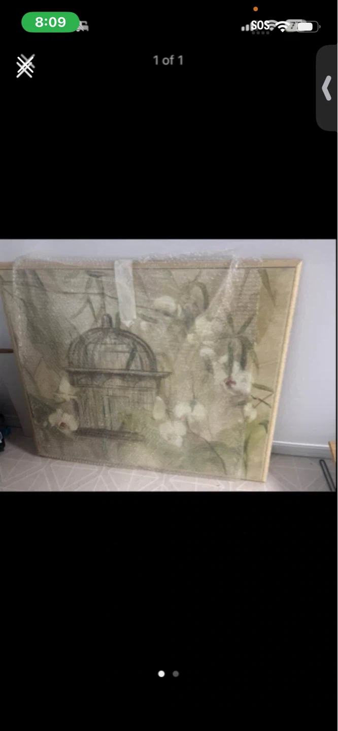 Wall Art Canvas Print with Birdcage and Orchids
