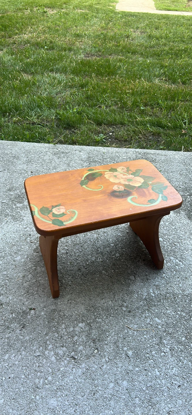 Vintage Floral Wooden Step Stool