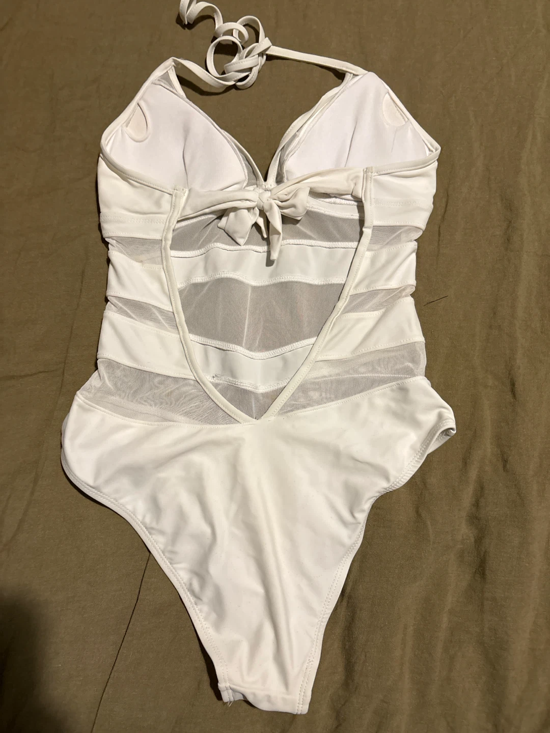 White Mesh One-Piece Swimsuit - photo 2