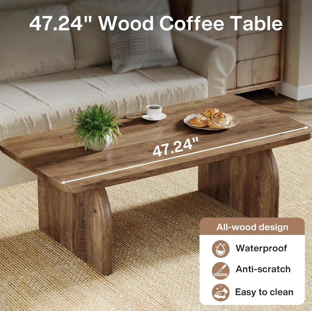 47.24" Wood Coffee Table - photo 3