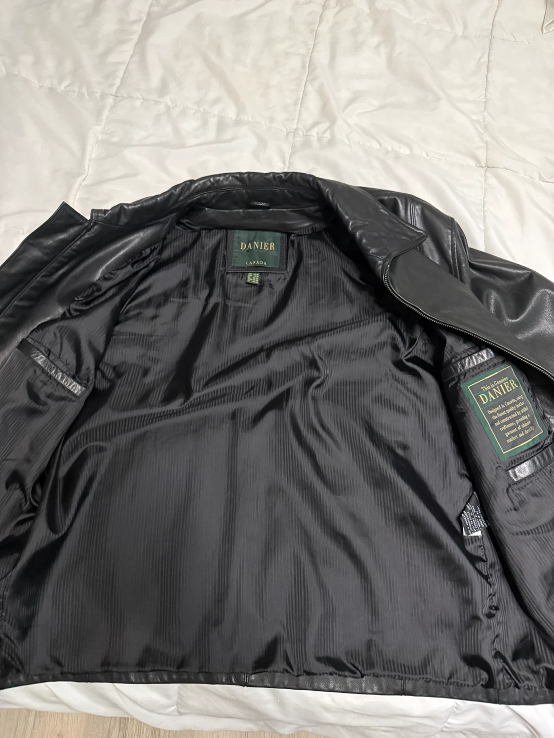 DANIERE Black Leather Jacket - Medium - photo 2