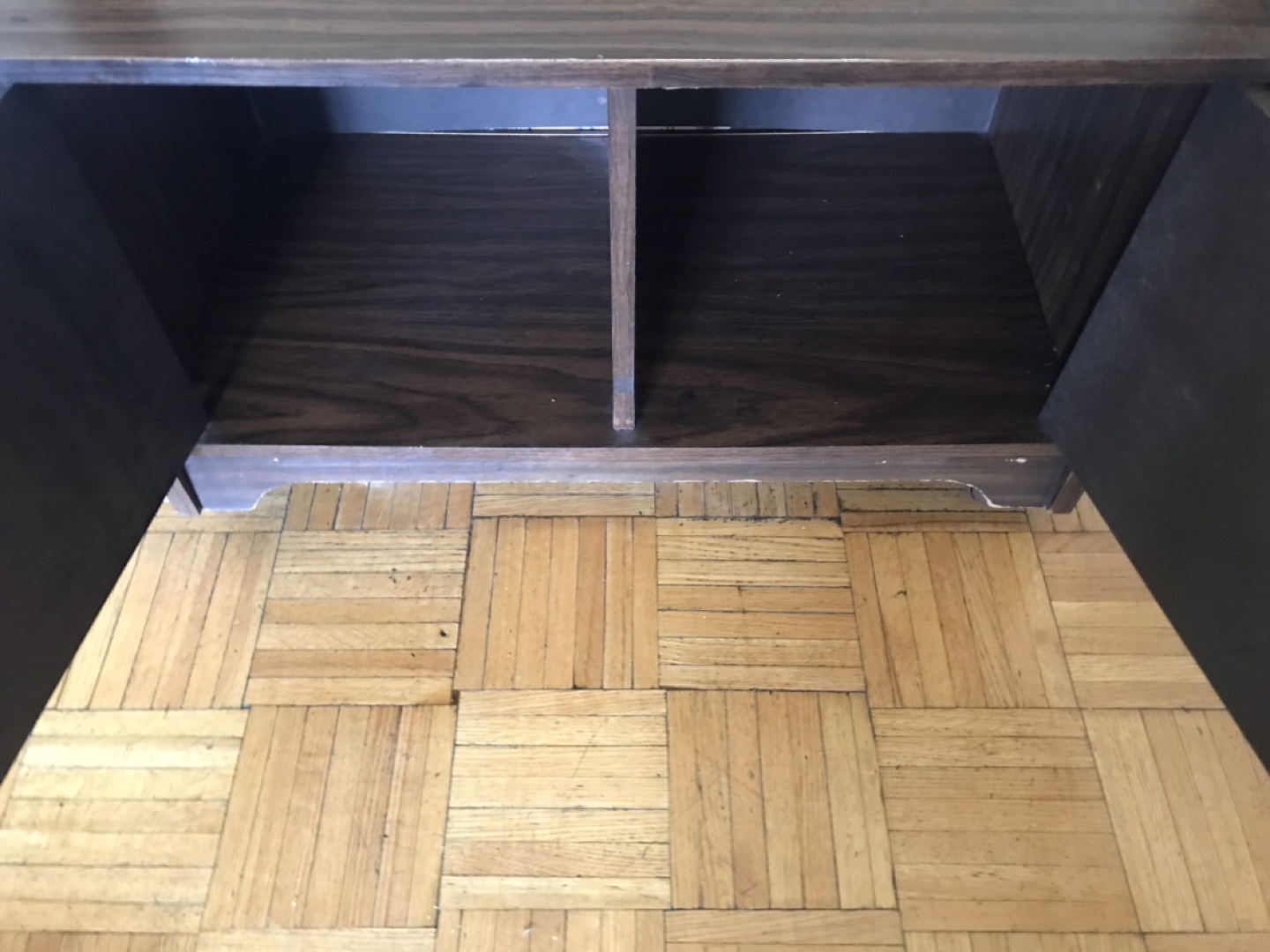 Dark Brown Two-Door Cabinet with Shelf