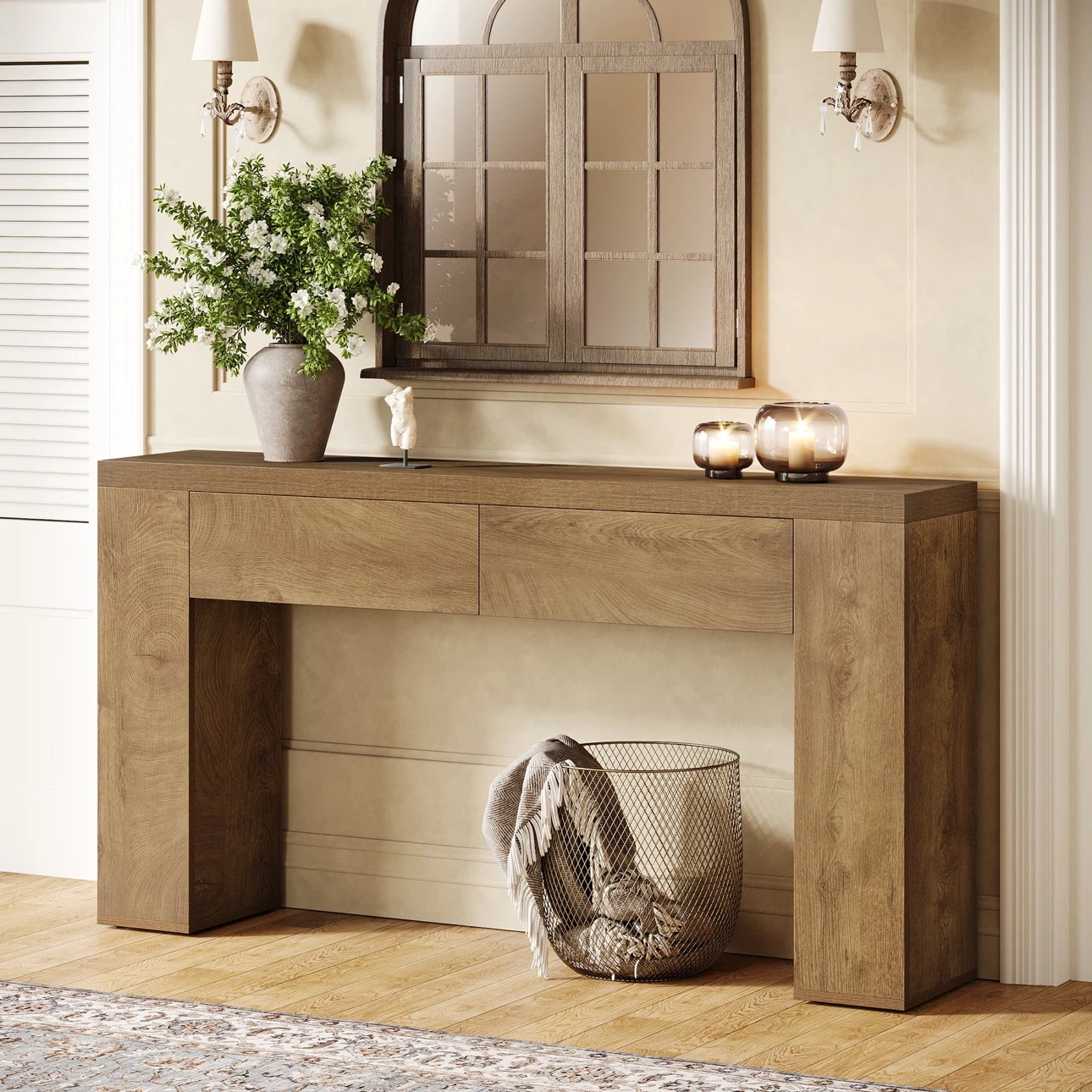 Wooden Console Table with 2 Drawers