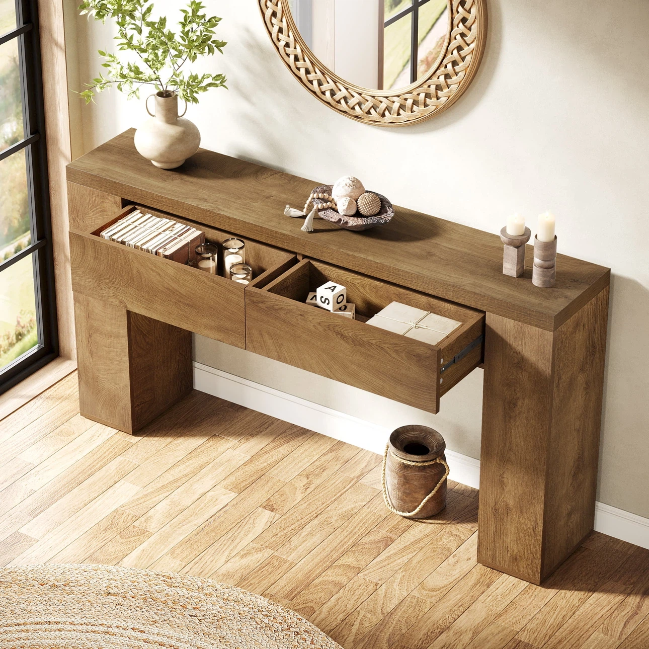 Wooden Console Table with 2 Drawers - photo 3