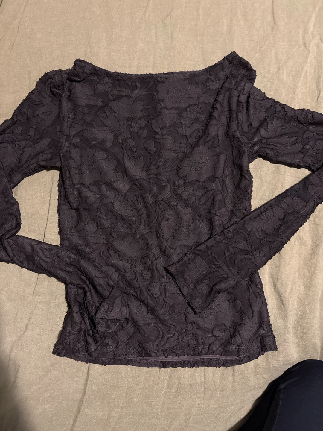 Dynamite Black Floral Sheer Long Sleeve Top P/S