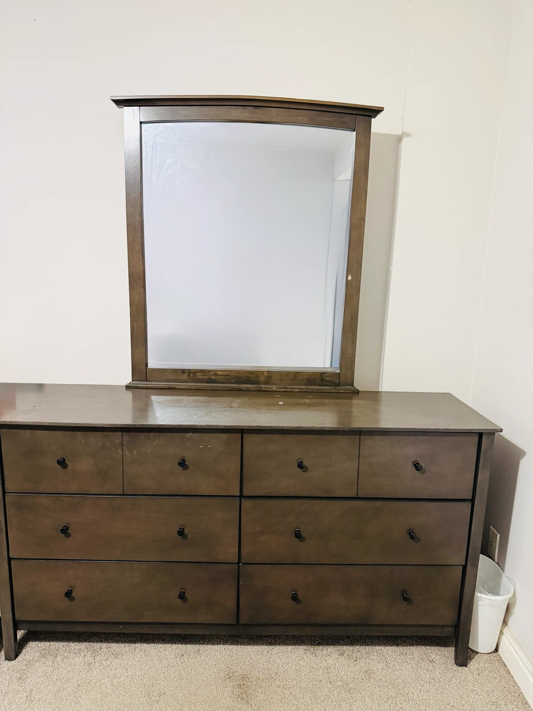 Dark Brown Dresser with Mirror