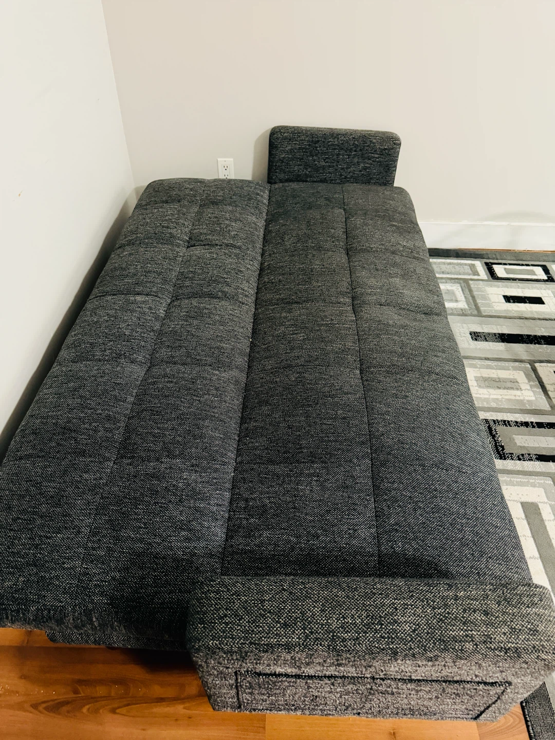 Grey Sofa Bed with Wooden Legs - photo 2