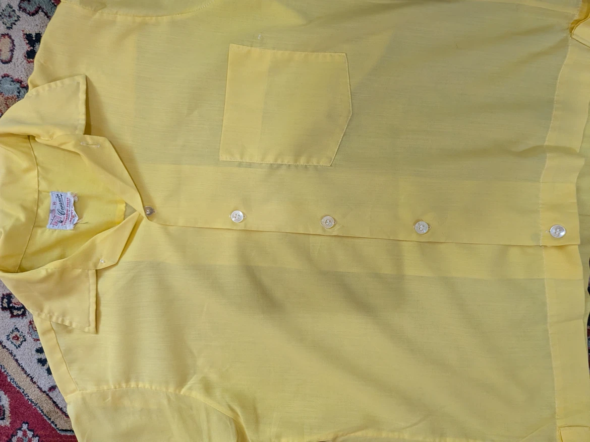 1960s Corsair Yellow Permanent Press Short Sleeve Shirt - photo 3