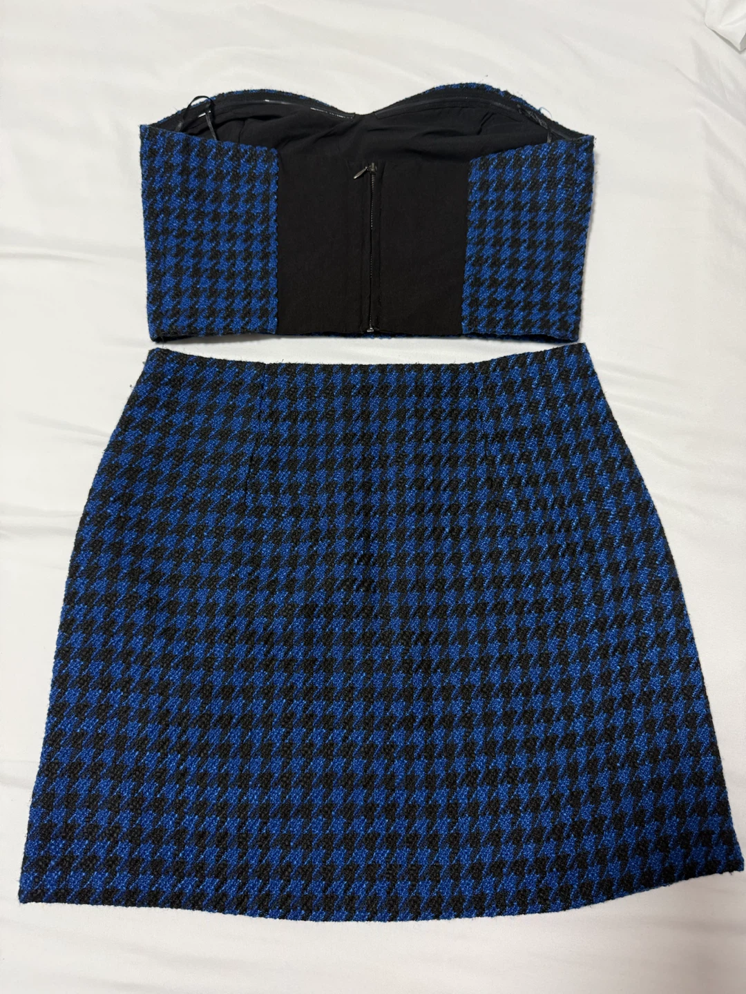 Dynamite Blue Houndstooth Bustier Top and Skirt Set - photo 2