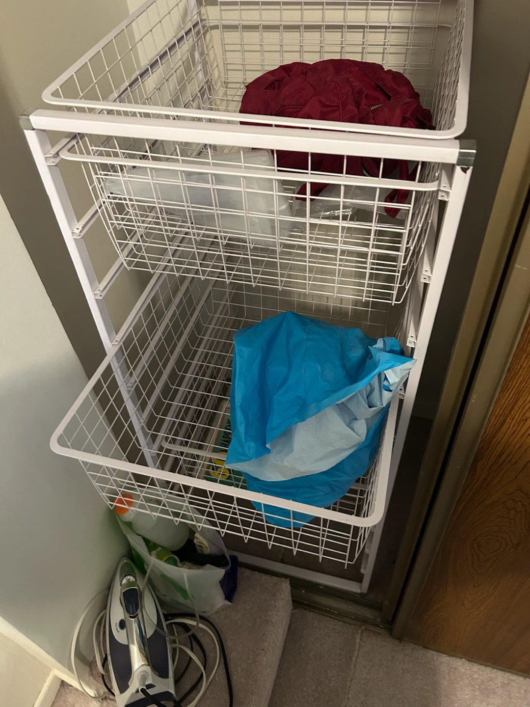 White Wire Storage Bins with Shelving Unit - photo 2
