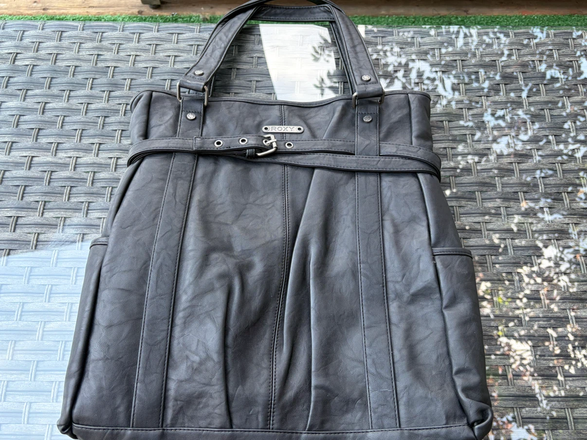Roxy Black Faux Leather Tote Bag