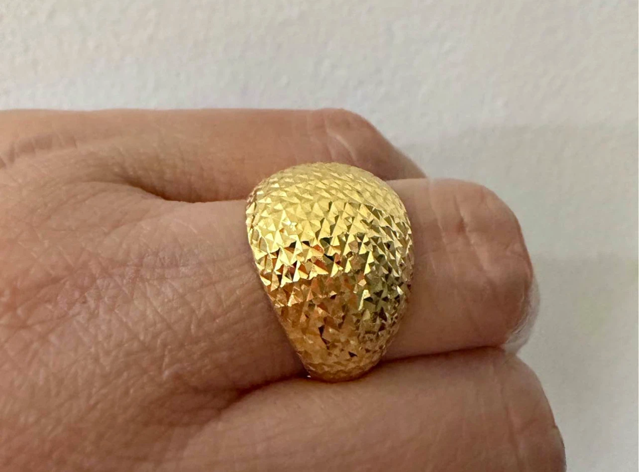 Gold Textured Dome Ring (Not Plated) - photo 2