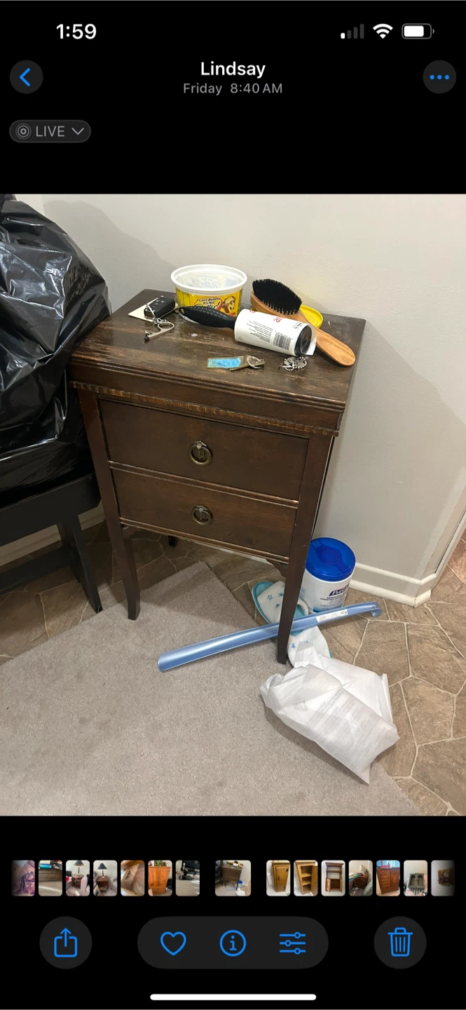 Antique Wooden Side Table with Drawers