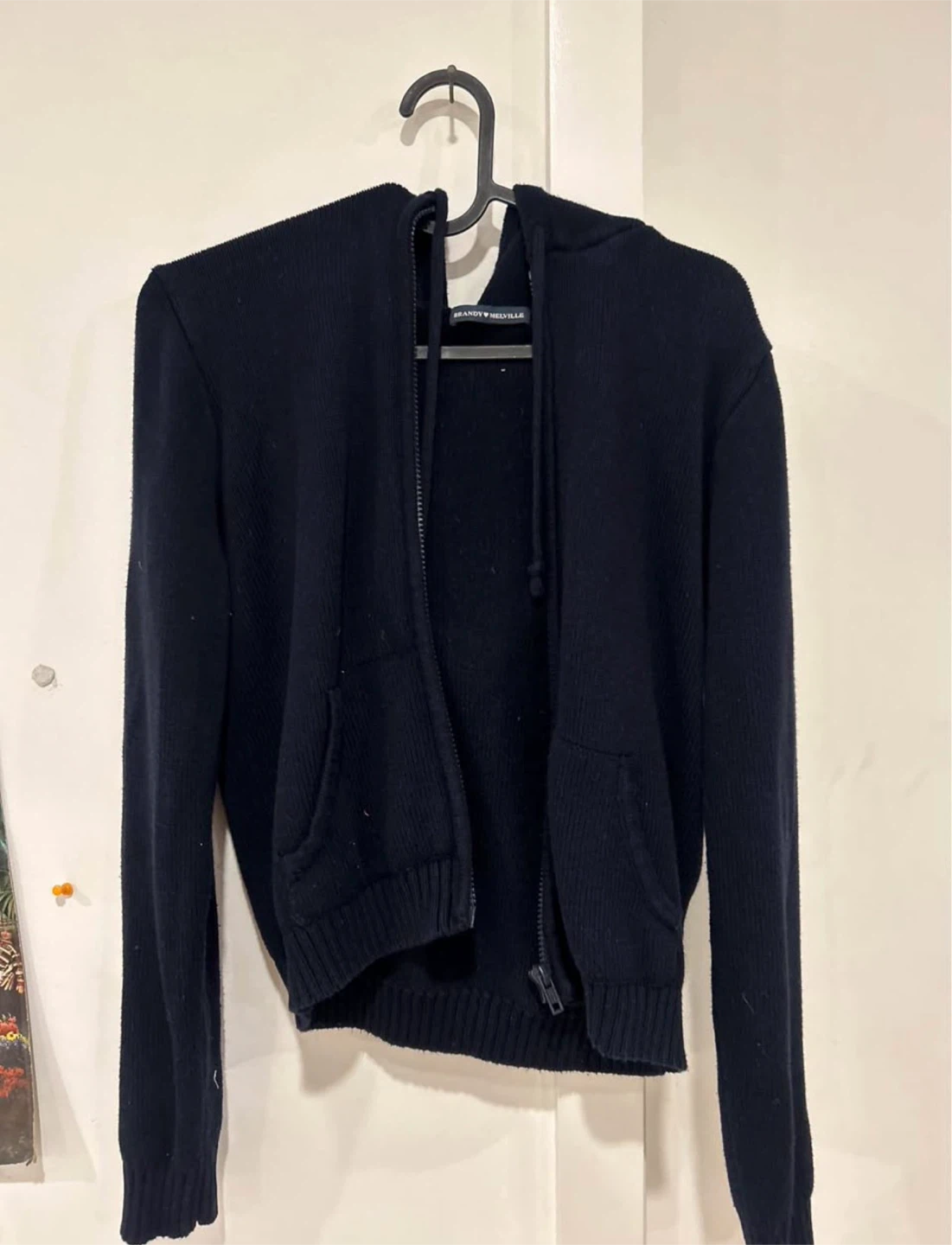 Brandy Melville Navy Blue Zip-Up Hoodie