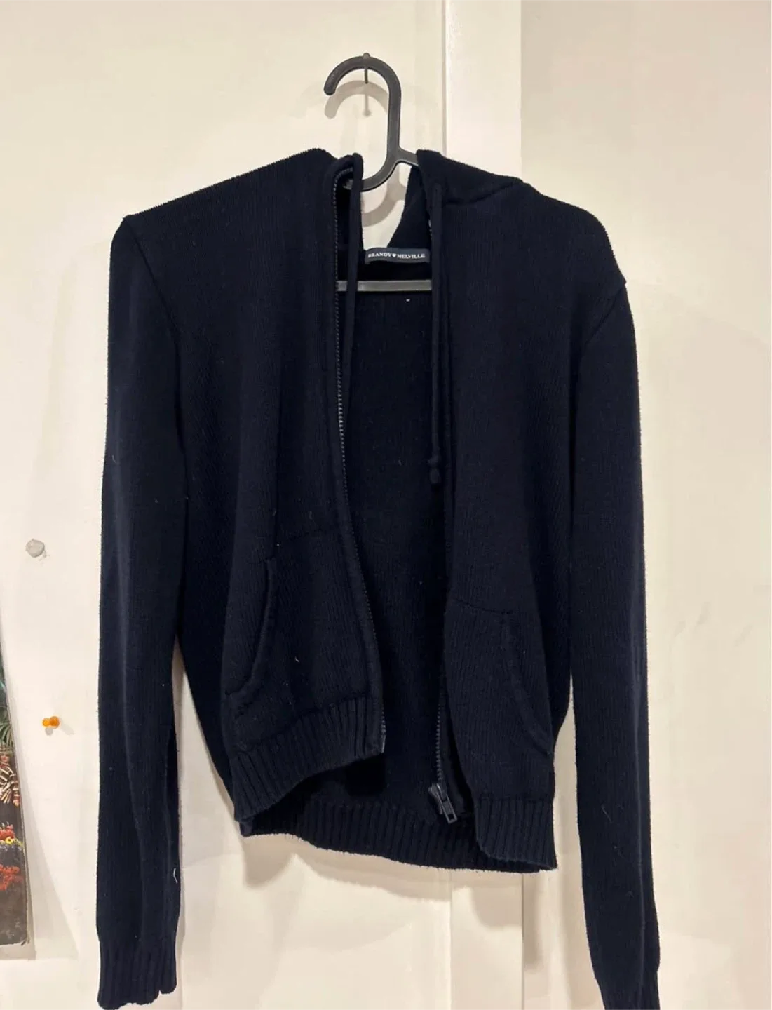 Brandy Melville Navy Blue Zip-Up Hoodie