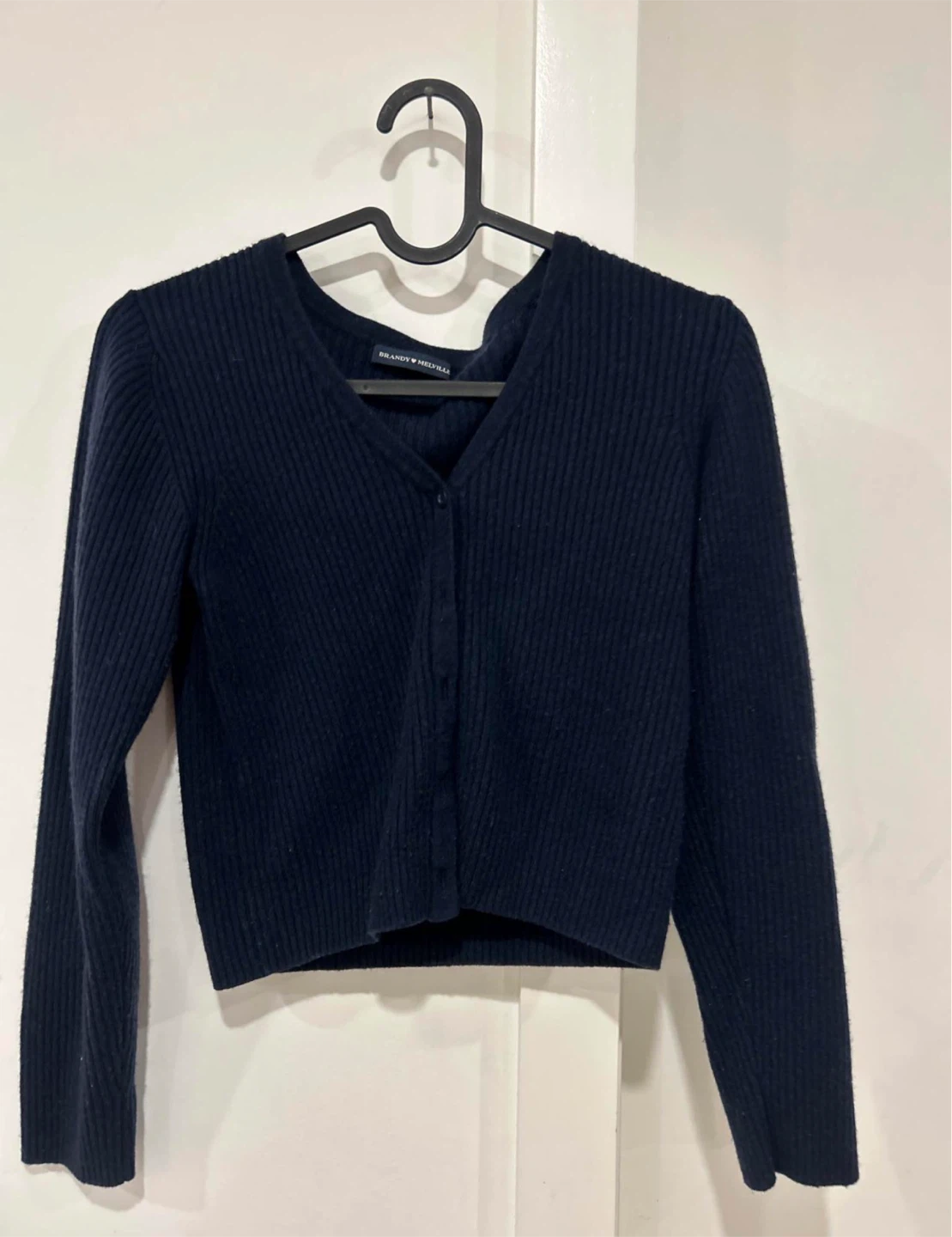 Brandy Melville Navy Blue Ribbed Cardigan