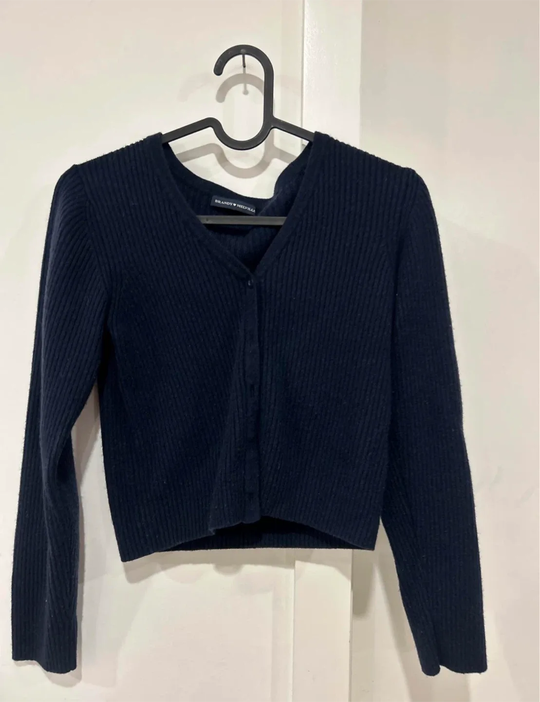 Brandy Melville Navy Blue Ribbed Cardigan