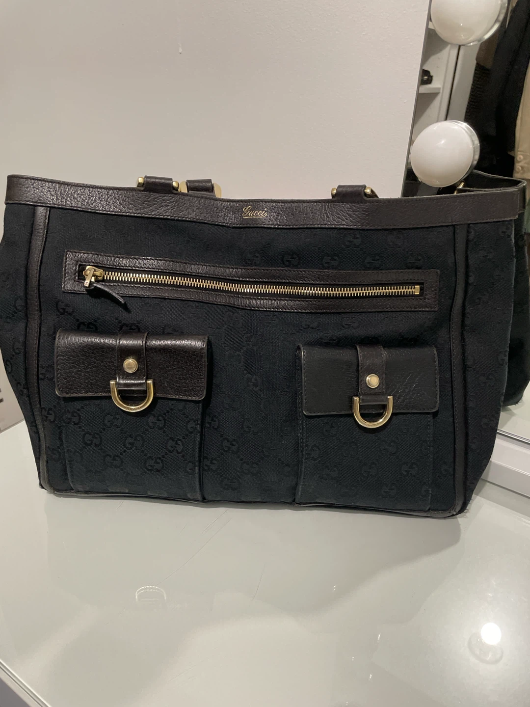 Gucci Abby Canvas Tote Bag (Auth.)