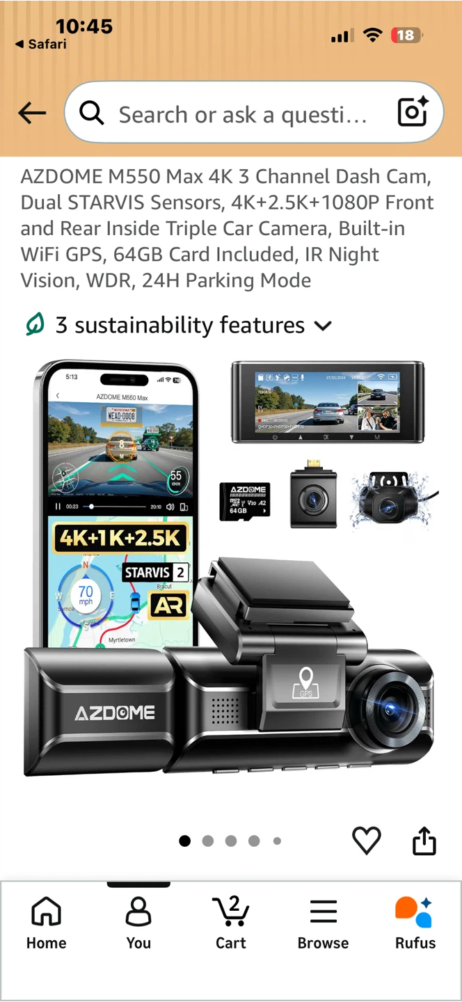 AZDOME M550 Max 4K 3 Channel Dash Cam - photo 2