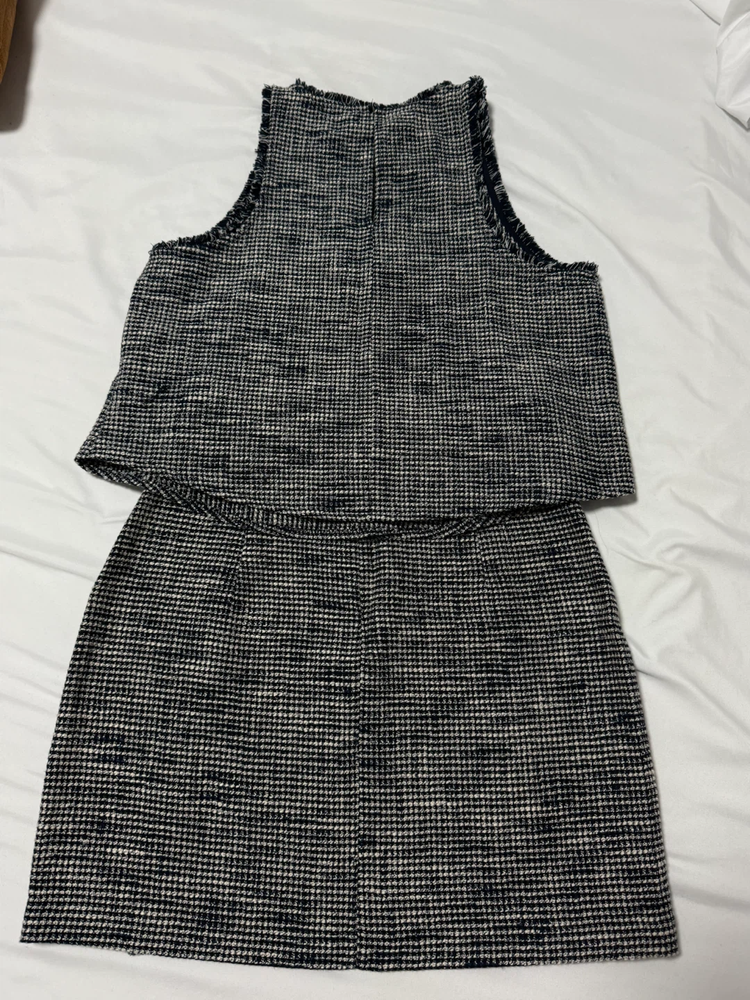 ZARA BASIC Navy and White Tweed Set - photo 2