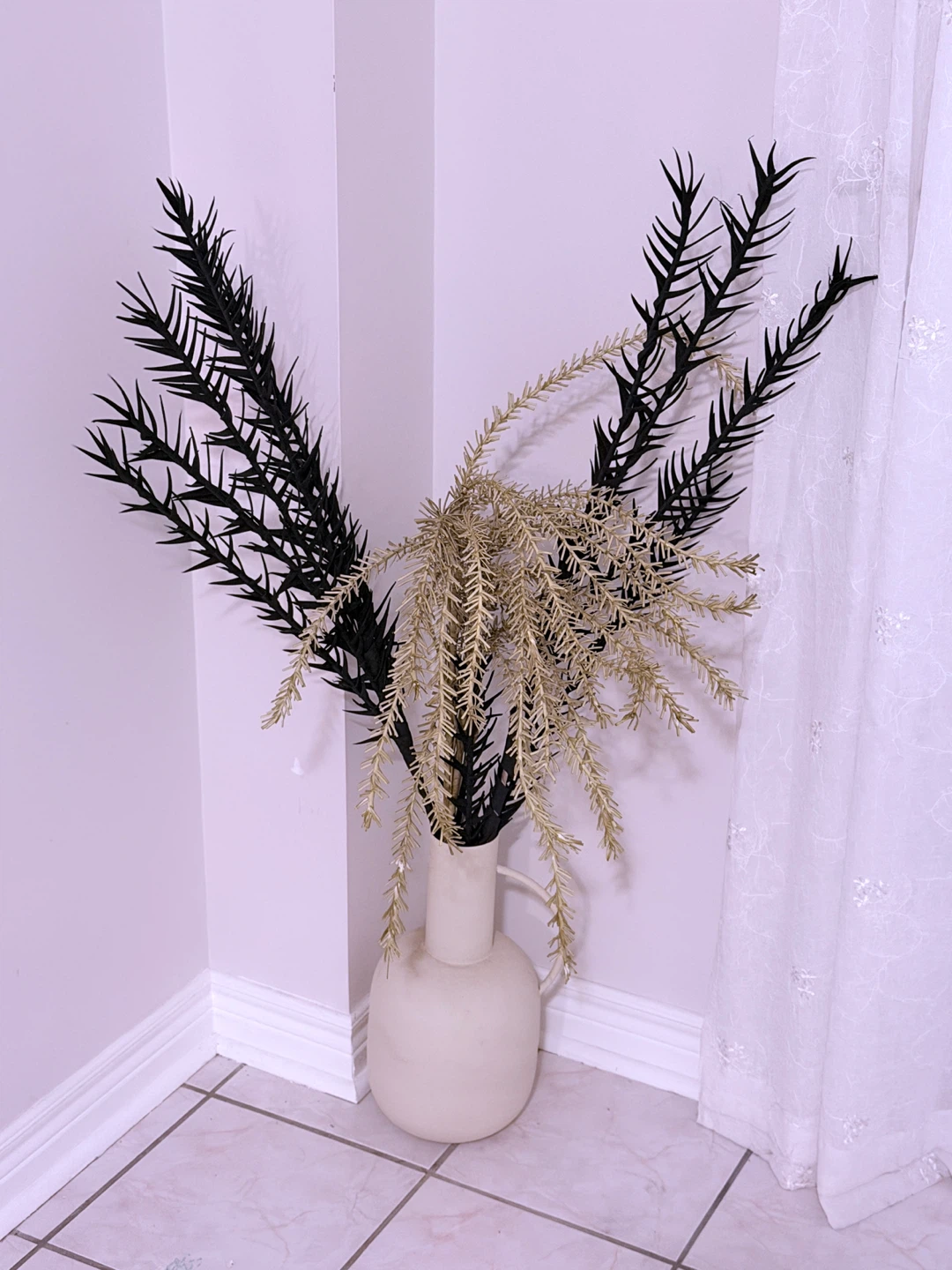 Decorative Faux Greenery Stems and Vase
