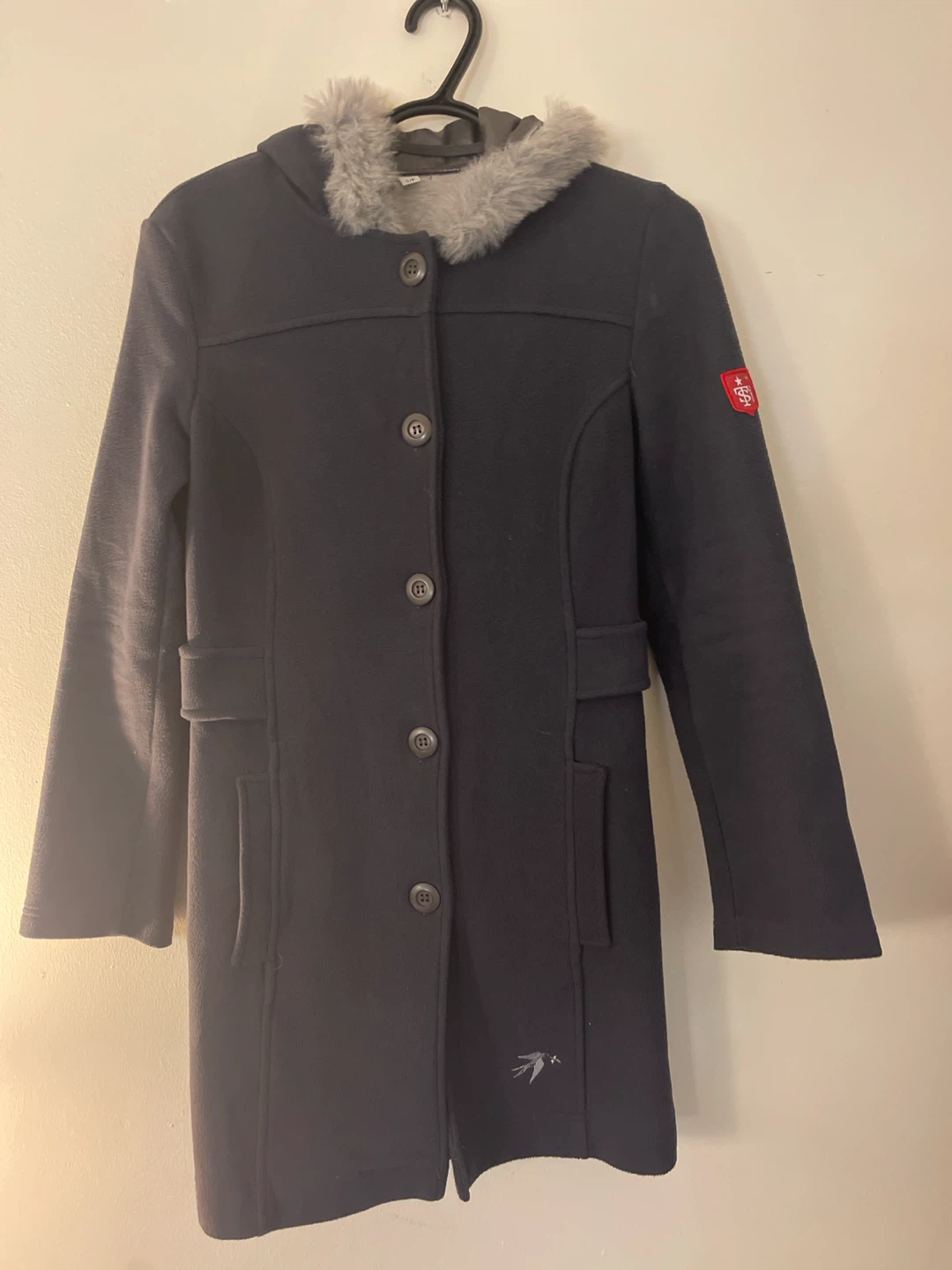 Women's Winter Coat with Faux Fur Hood - Grey