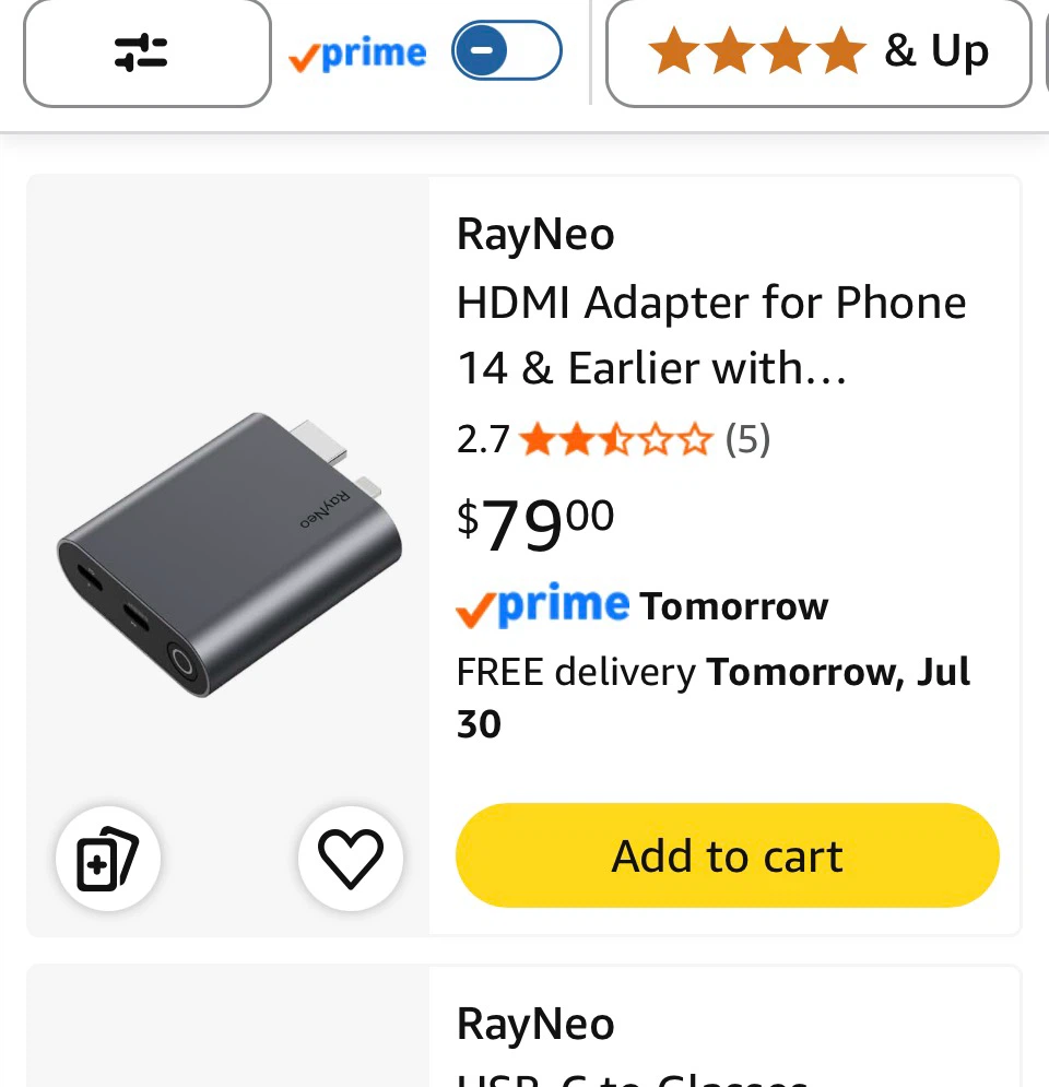 RayNeo HDMI Adapter for Phone 14 & Earlier