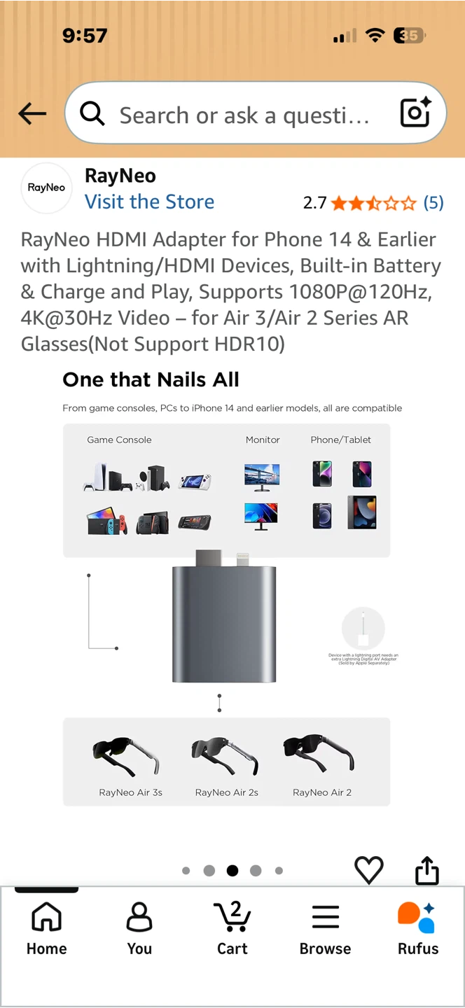 RayNeo HDMI Adapter for Phone 14 & Earlier - photo 4