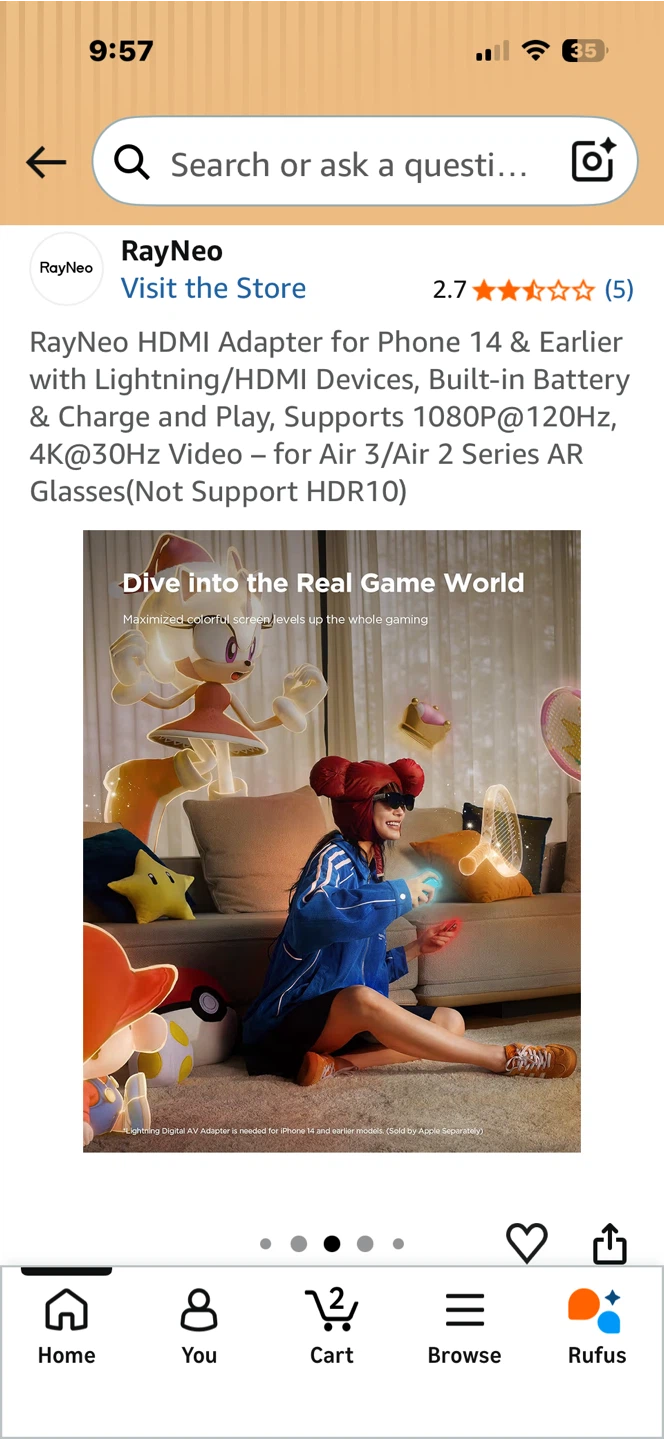 RayNeo HDMI Adapter for Phone 14 & Earlier - photo 5