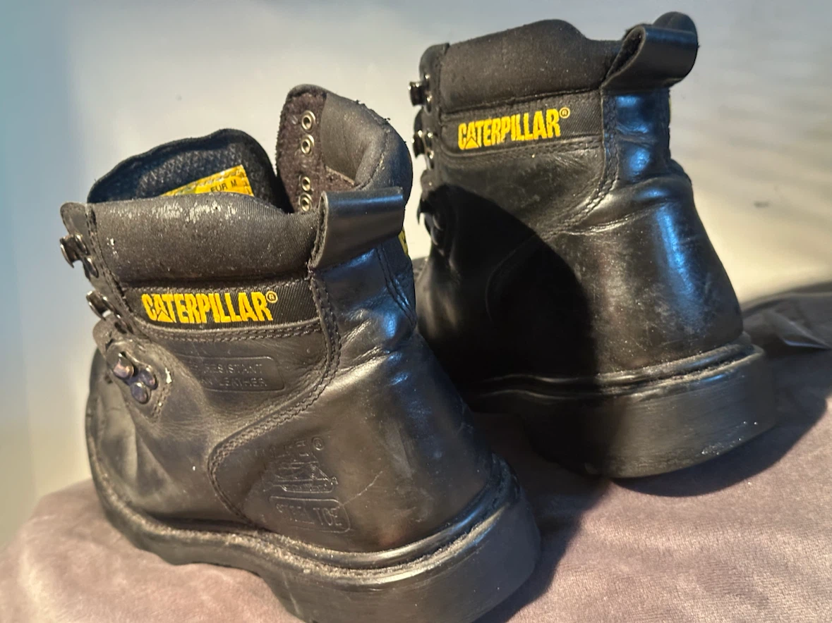 Vintage Caterpillar CAT Black Leather Steel Toe Work Boots - photo 2