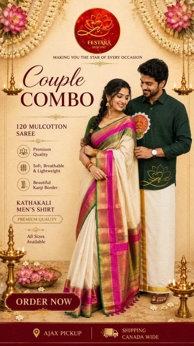 Festara Creations Couple Combo Onam Outfits - photo 3